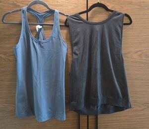 lululemon athletica Blue and Black Tank Tops